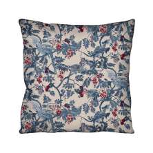 Almofada Quadrada Lys Floral Azul e Vermelha 43x43 cm
