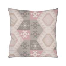 Almofada Quadrada Lys Hexágonos Cinza e Rosa 43x43 cm
