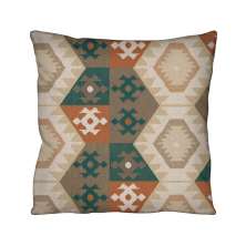 Almofada Quadrada Lys Hexágonos Marrom e Azul 43x43 cm