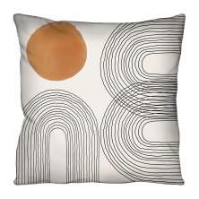 Almofada Quadrada Rapport Arcos e Círculo Laranja e Branca 40x40 cm