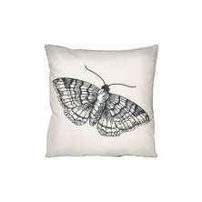 Almofada Quadrada Rapport Borboleta Branca e Grafite 43x43 cm