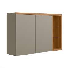 Armário Aéreo Allure 2 Portas Gris e Jequitibá 120 cm
