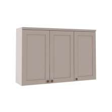 Armário Aéreo Iluminata 3 Portas Branco e Fendi