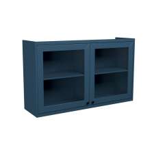 Armário Aéreo com Vidro Évora 2 Portas Azul Orion