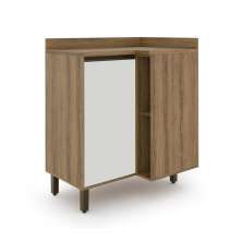 Balcão de Canto Confort com Tampo 1 Porta Cinamomo e Off White
