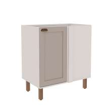 Balcão de Canto sem Tampo Iluminata 1 Porta Branco e Fendi