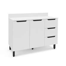 Balcão de Cozinha Meena com Tampo 2 Portas 3 Gavetas Branco