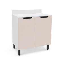 Balcão de Cozinha Meena com Tampo 2 Portas Creme e Branco