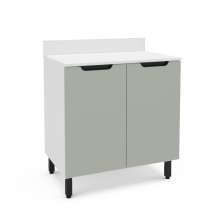 Balcão de Cozinha Meena com Tampo 2 Portas Verde e Branco