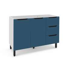Balcão de Cozinha Meena sem Tampo 2 Portas 3 Gavetas Azul e Branco