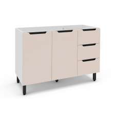 Balcão de Cozinha Meena sem Tampo 2 Portas 3 Gavetas Creme e Branco