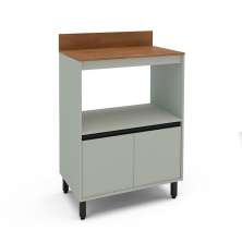 Balcão de Cozinha com Nicho Koya com Tampo 2 Portas Verde Oliva
