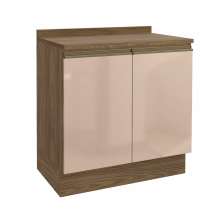 Balcão de Cozinha com Tampo Kapiz 2 Portas Nogueira e Macadamia 80 cm