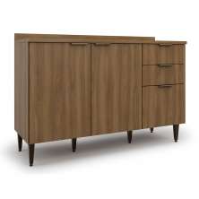 Balcão de Cozinha com Tampo Paris 2 Portas 3 Gavetas Nogal