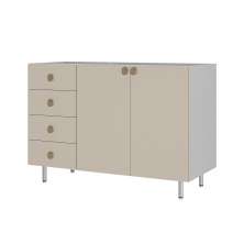 Balcão de Cozinha sem Tampo Maranello 100% MDF 2 Portas 4 Gavetas Bege