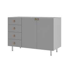 Balcão de Cozinha sem Tampo Maranello 100% MDF 2 Portas 4 Gavetas Cinza