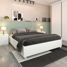 Base para Cama Box Casal Mônaco com 2 Mesas de Cabeceira Veronna 3 GV Neve