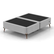 Base para Cama Box Casal com Entrada USB Night (45x138x188 cm) Suede Cinza