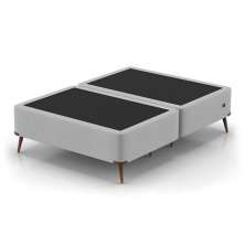 Base para Cama Box King com Entrada USB Night (45x193x203 cm) Suede Cinza