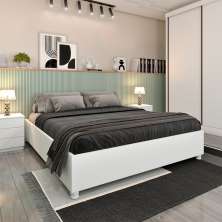 Base para Cama Box Queen Mônaco com 2 Mesas de Cabeceira Veronna 3 GV Neve