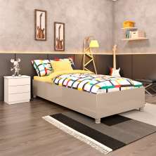 Base para Cama Box Solteiro Mônaco Off White com Mesa de Cabeceira Veronna 3 GV Neve