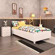 Base para Cama Box Solteiro Mônaco com Mesa de Cabeceira Veronna 3 GV Neve