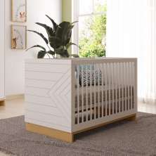Berço Minicama Cubo Branco e Plátano
