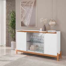 Buffet Bari 4 PT Branco e Cedro