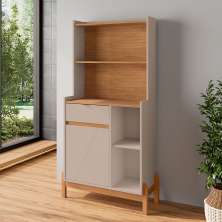 Buffet Cantinho do Café Bari 1 PT 1 GV Off White e Cedro