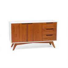 Buffet Happy 2 Portas 3 Gavetas Off White e Garapa