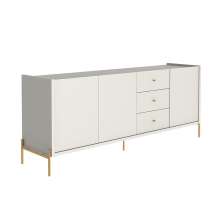 Buffet Jasper 3 Portas 3 Gavetas Off White e Dourado