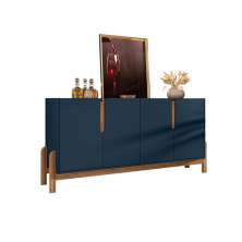 Buffet Lizz 4 PT Azul e Cedro 170 cm
