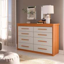 Cômoda Elegance 8 Gavetas Freijó Wood e Off White