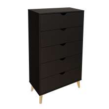 Cômoda Ipanema 5 Gavetas Preta 76 cm