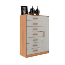 Cômoda New Mônaco 1 Porta 7 Gavetas Cinamomo e Branca