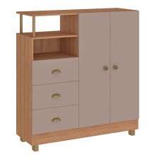 Cômoda Oasis 2 Portas 3 Gavetas Mel e Fendi