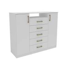 Cômoda Quebec 2 Portas 5 Gavetas Branca