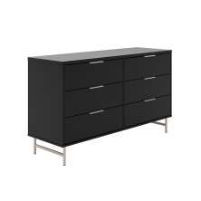Cômoda Yves 6 Gavetas Preta e Champanhe