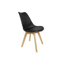 Cadeira Eames Leda Preta e Madeira
