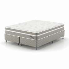 Cama Box Queen com Colchão Milani Mola Verticoil Bege