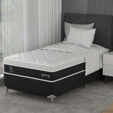 Cama Box Solteiro King com Colchão Sofisticato (65x108x198) Grafite e Branco