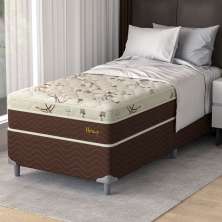 Cama Box Solteiro com Colchão Hórus (63x88x188) Bege e Marrom