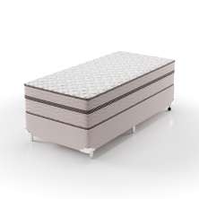 Cama Box Solteiro com Colchão Sonhare Mola Ensacada Bege
