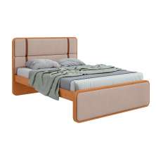 Cama Casal Leder Linho Bege e Amêndoa