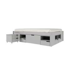Cama Casal Multifuncional Charme 10 GV Madeira Maciça Cinza Claro