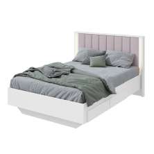 Cama Casal Solaris 2 GV Revestimento Sintético Bege e Branca