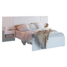 Cama Casal com 2 Mesas de Cabeceira Zara Branca