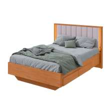 Cama Casal com USB Solaris 2 GV Revestimento Sintético Bege e Amêndoa