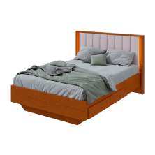Cama Casal com USB Solaris 2 GV Revestimento Sintético Bege e Frassino