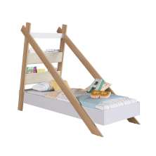 Cama Infantil Montessoriana Reims com Estante Itapuã e Branca